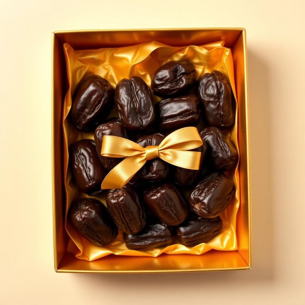 Ajwa Al-Aliya dates in a gold-foiled gift box